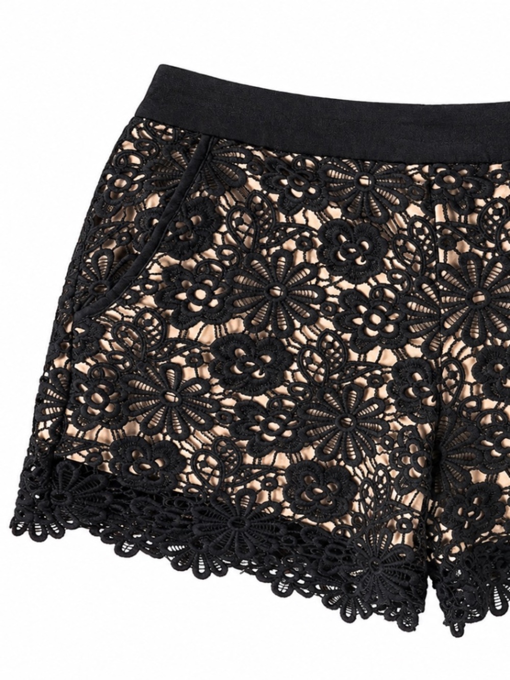 Black Flower Cut Dress Shorts